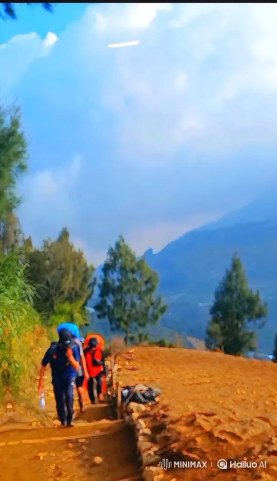 Hikers Ascend Mountain Trail with Steady Pace – AI Generated Video | Hailuo AI