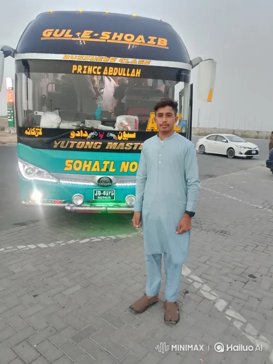 Young Man Boards Modern Tour Bus – AI Generated Video | Hailuo AI