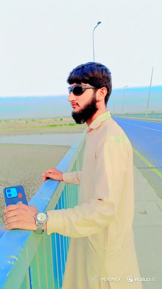 Young Man Shrugs on Bridge with Riverbed View – AI Generated Video | Hailuo AI