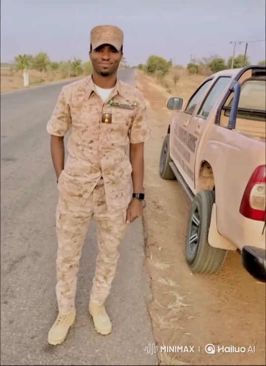 Military Figure Observes Moving Pickup in Rural Scene – AI Generated Video | Hailuo AI