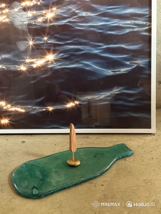 Surreal Wooden Sculpture Drifts on Sparkling Sea – AI Generated Video | Hailuo AI