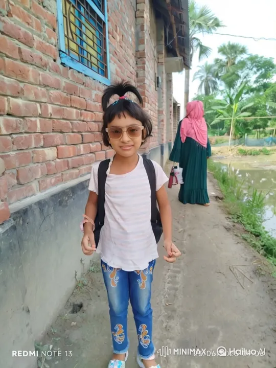 Young Girl Observes Man Leading Cow on Rural Path – AI Generated Video | Hailuo AI
