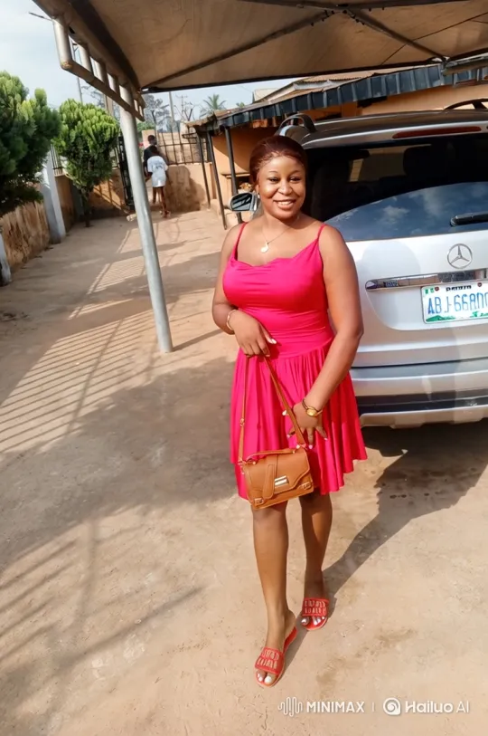 Woman in Pink Dress Walks Across Sunlit Driveway – AI Generated Video | Hailuo AI
