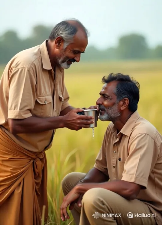 Intimate Exchange: Farmers Share Water and Kindness – AI Generated Video | Hailuo AI