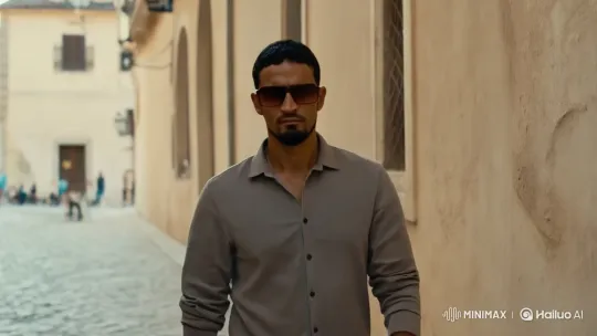 Confident Man in Historic Setting: Aesthetic Walkthrough – AI Generated Video | Hailuo AI