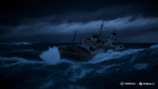 Cargo Ship Caught in Supernatural Bermuda Triangle Storm – AI Generated Video | Hailuo AI