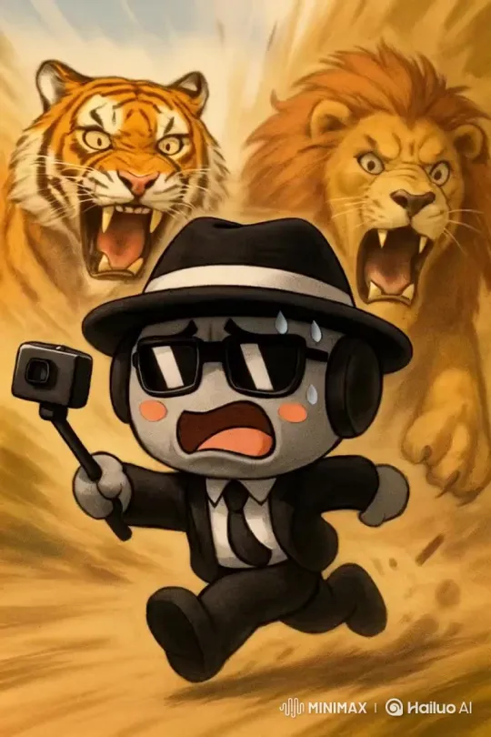 Tiger and Lion Chase Plushie, Are Saved – AI Generated Video | Hailuo AI