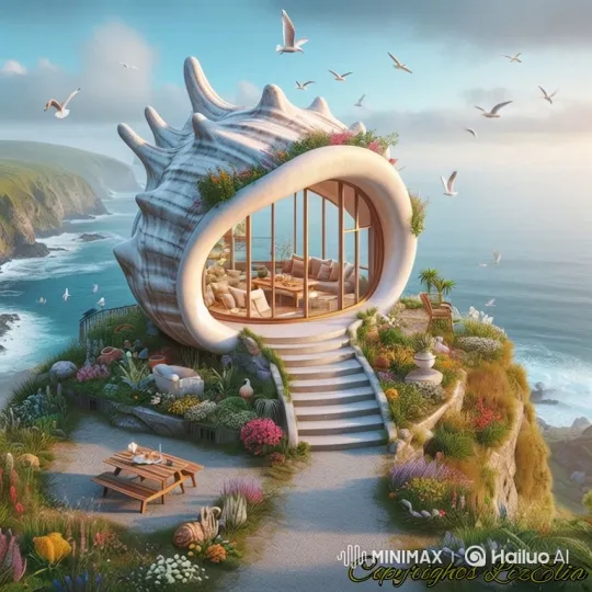 Cliffside Conch House Overlooking the Sea – AI Generated Video | Hailuo AI