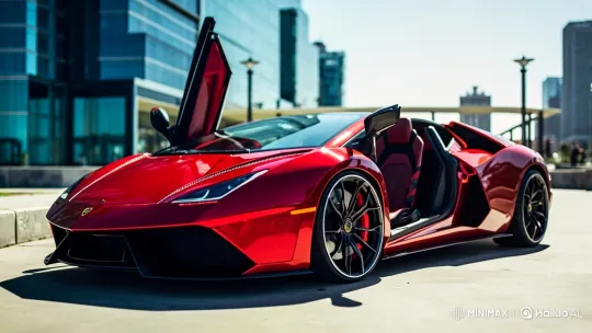 Red Sports Car Showcases in Urban Setting – AI Generated Video | Hailuo AI