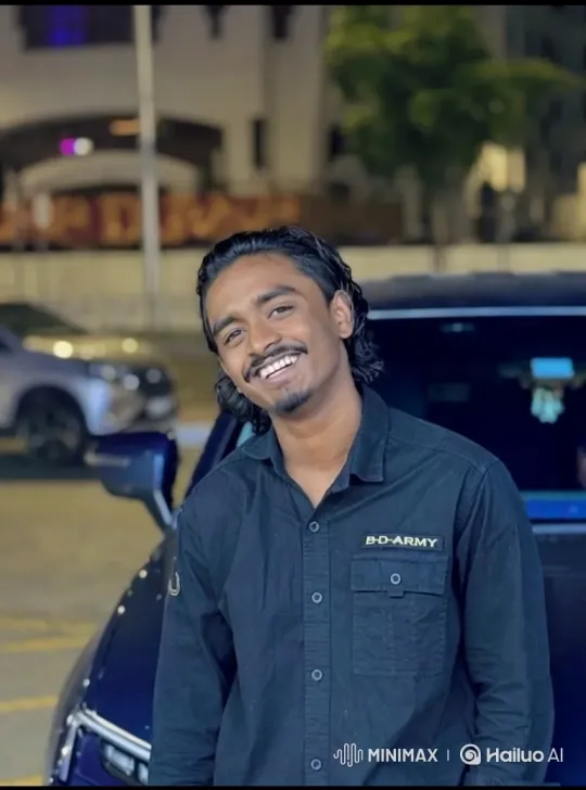Young Man Smiles Brightly Next to Car at Night – AI Generated Video | Hailuo AI