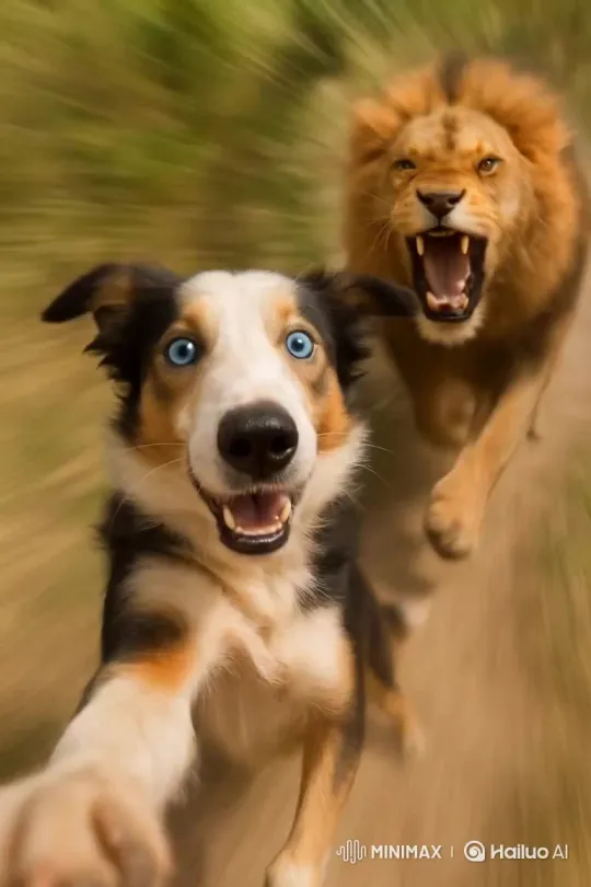 Running from the Lion – AI Generated Video | Hailuo AI