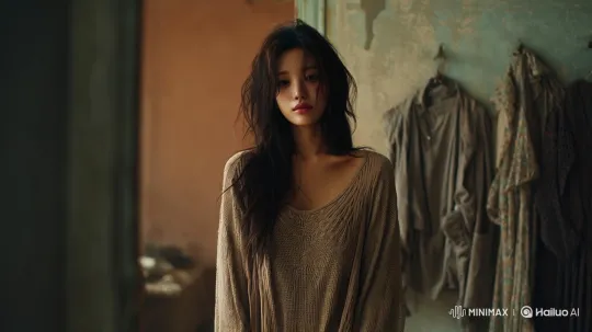 Contemplative Portrait of a Woman in a Vintage Room – AI Generated Video | Hailuo AI