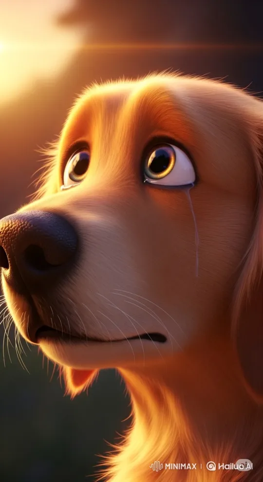 Golden Retriever Sheru Reflects Hope Amidst Tears – AI Generated Video | Hailuo AI