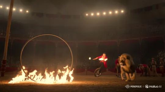 Circus Lions and Juggler Perform Together – AI Generated Video | Hailuo AI