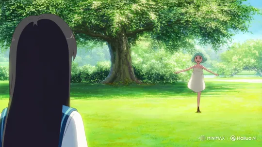 Anime Girls Embrace in Sunlit Park – AI Generated Video | Hailuo AI