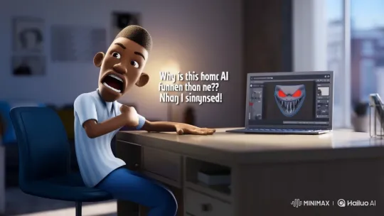 Nigerian Man Frustrated as Laptop Mocks Him – AI Generated Video | Hailuo AI