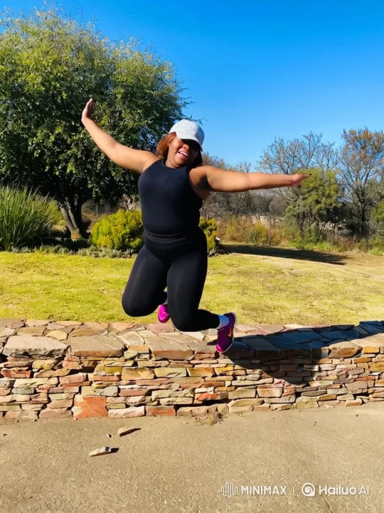 Joyful Woman Leaps into Swimming Pool Over Stone Wall – AI Generated Video | Hailuo AI