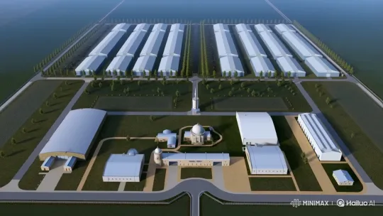 Modern Poultry Farm Layout Revealed by Drone Footage – AI Generated Video | Hailuo AI