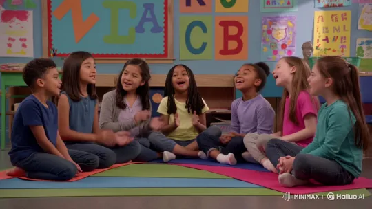 Kindergarten Kids Sing ABCs with Teacher – AI Generated Video | Hailuo AI