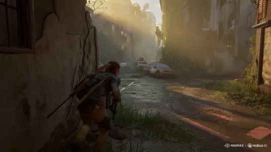 Post-apocalyptic city survivor takes a headshot, ducks under enemy fire – AI Generated Video | Hailuo AI