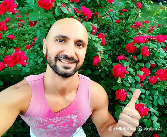 Man Flexes, Blows Kiss Amidst Roses and Butterflies – AI Generated Video | Hailuo AI