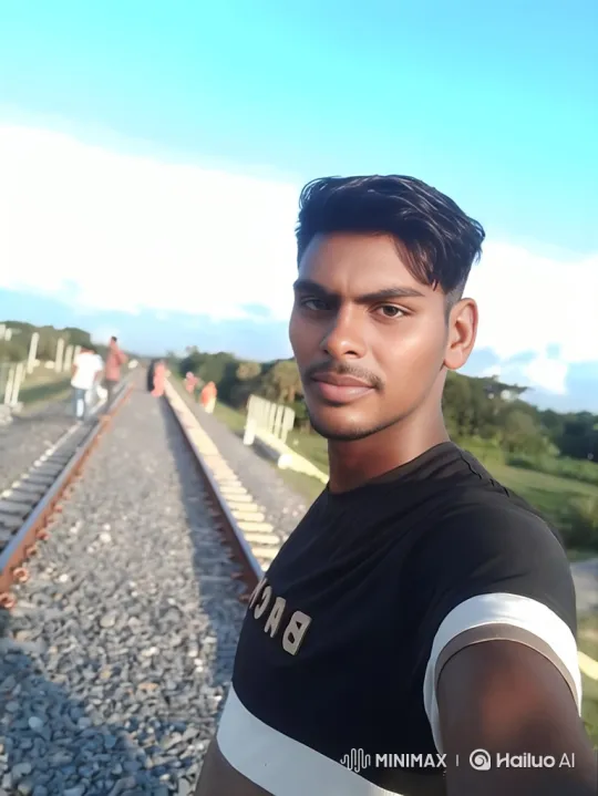 Young Man Watches Plane Fly Over Railway Track – AI Generated Video | Hailuo AI