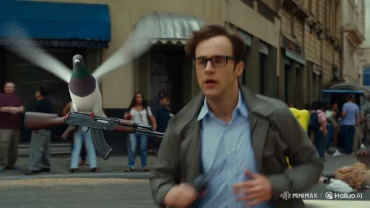 Chaos Ensues as Spongebob Saves Man from Armed Pigeon – AI Generated Video | Hailuo AI