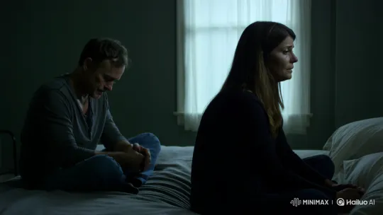 Toxic Relationship: Silent Struggle on a Dimly Lit Bed – AI Generated Video | Hailuo AI