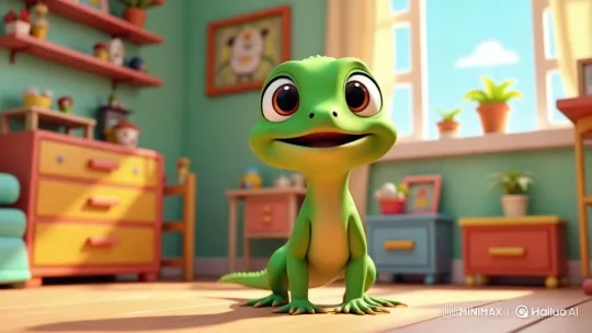 Cute Lizard Crawls in Bright Toddler Bedroom Animation – AI Generated Video | Hailuo AI