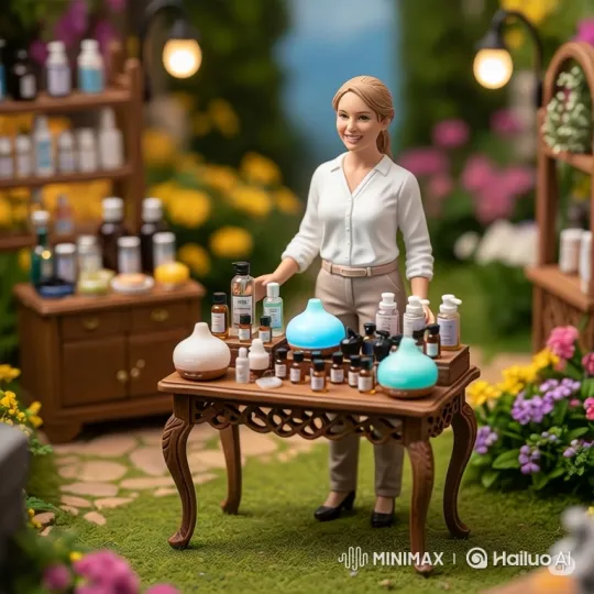 Aromatherapy Garden: Woman Showcases Products – AI Generated Video | Hailuo AI
