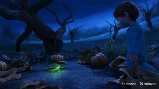 Boy Plants Glowing Seed, Revives Moonlit Garden – AI Generated Video | Hailuo AI