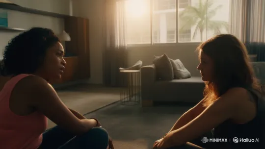 Minimalist Living Room Drama Captured Cinematically – AI Generated Video | Hailuo AI