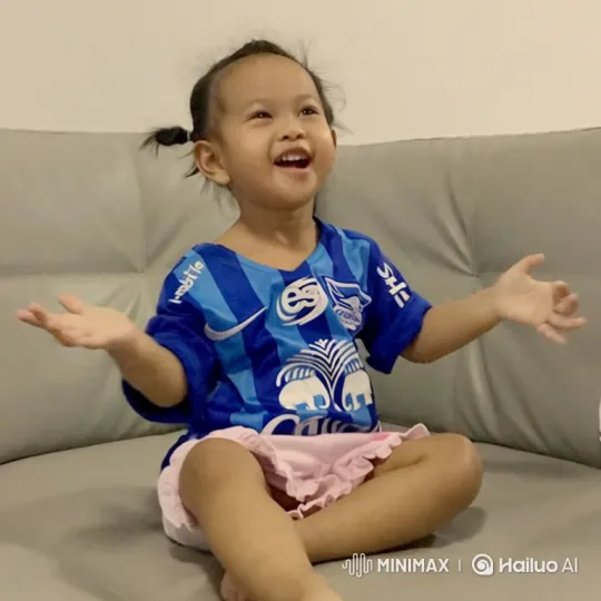 Young Girl's Joyful Reaction on Couch – AI Generated Video | Hailuo AI