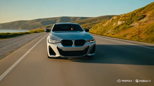 BMW Drives Through Scenic Coastal Highway – AI Generated Video | Hailuo AI