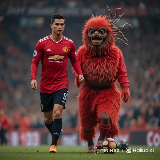 Famous Soccer Player and Mascot Walk Across Stadium Field – AI Generated Video | Hailuo AI