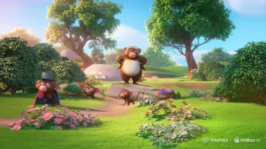 Unique Baby Monkeys Surprise Mama in Sunny Meadow – AI Generated Video | Hailuo AI