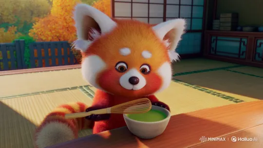 Baby Red Panda Making Matcha in Kyoto House – AI Generated Video | Hailuo AI