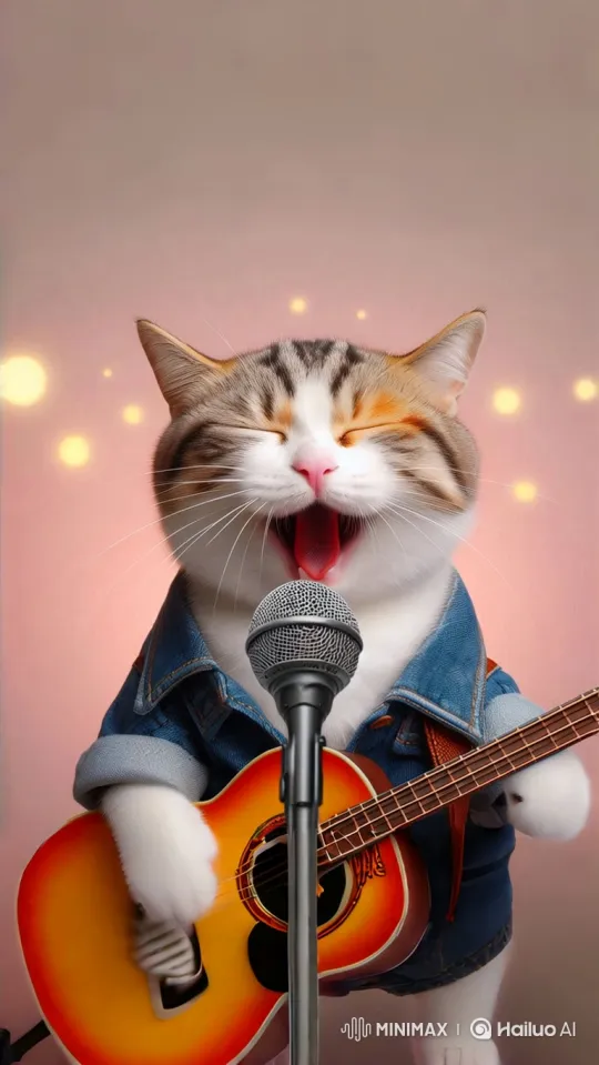 Rockstar Cat Enacts Musical Performance – AI Generated Video | Hailuo AI