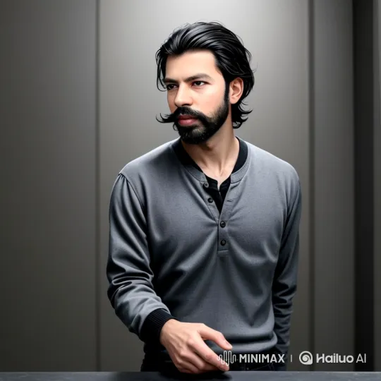 Man in Henley Shirt Turns to Camera with Poised Demeanor – AI Generated Video | Hailuo AI