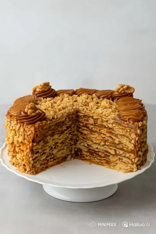 Artisanal Honey Cake with Caramel and Walnuts – AI Generated Video | Hailuo AI