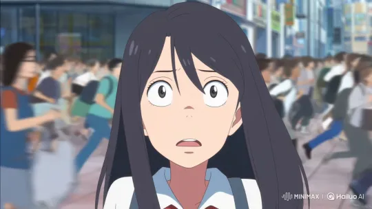 Terrified Girl Stands Still Amid Panicked Crowd – AI Generated Video | Hailuo AI