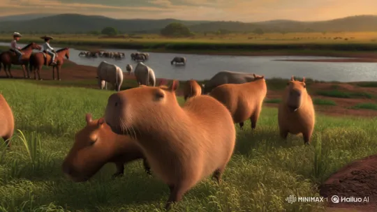 Venezuelan Plains: Capybaras Grazing with Llaneros – AI Generated Video | Hailuo AI