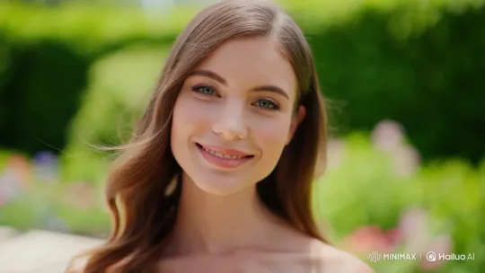 Serene Greeting from a Garden-Blurred Background – AI Generated Video | Hailuo AI