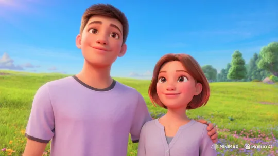 Teen Sweethearts Connect in Vibrant Meadow – AI Generated Video | Hailuo AI