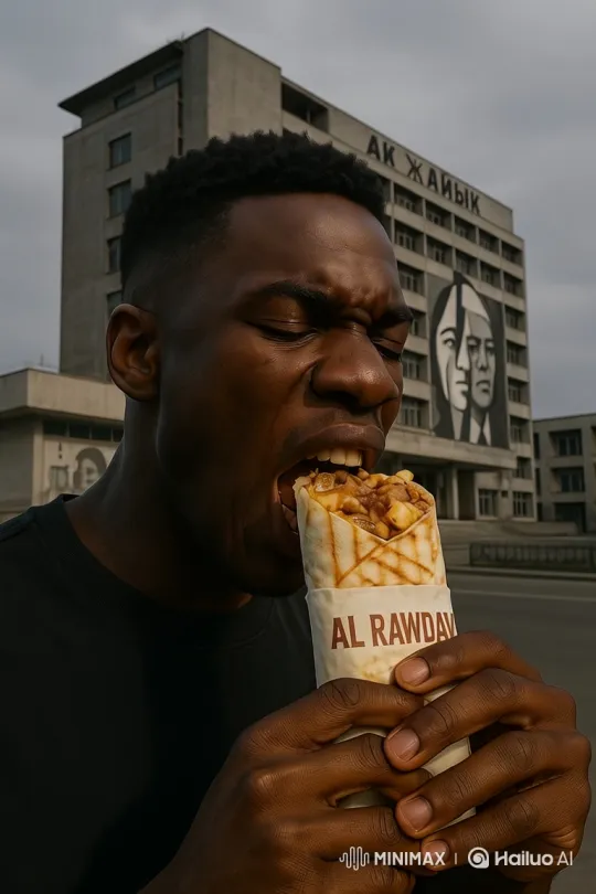 Man Enjoying Grilled Shawarma with Satisfied Expressions – AI Generated Video | Hailuo AI