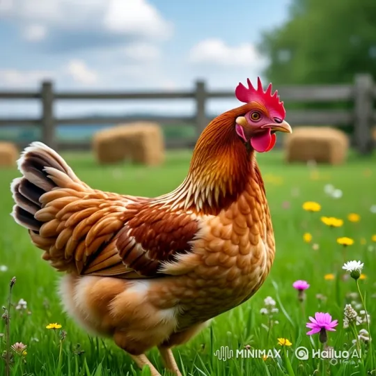 Children Chased by Playful Chicken in Pasture – AI Generated Video | Hailuo AI
