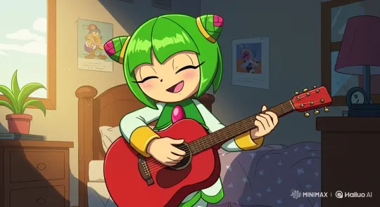 Cosmo Plays Guitar in a Cozy Bedroom – AI Generated Video | Hailuo AI