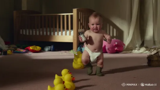 Baby Commander Leads Rubber Ducks in Nursery Battle – AI Generated Video | Hailuo AI
