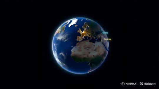 Digital Map: Car's High-Speed Journey from Iraq to Gaziantep – AI Generated Video | Hailuo AI