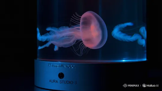 Bioluminescent Jellyfish in Repurposed Speaker Aquarium – AI Generated Video | Hailuo AI